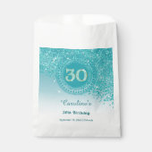 30th Birthday | Sparkling Teal Blue Gold Glitter Bedankzakje (Voorkant)