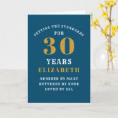 30th Birthday Standards Blue Gold Add Jouw naam Kaart (Gele Bloem)