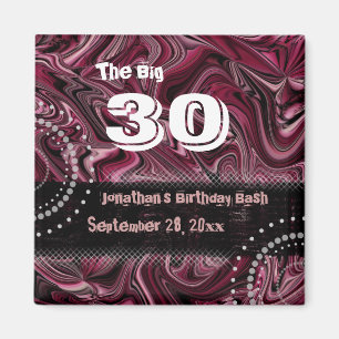 30th Birthday Swag Magnet ~ Red gemarmerd Magneet