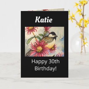 30th Birthday Sweet Chickadee Waterverf Kaart