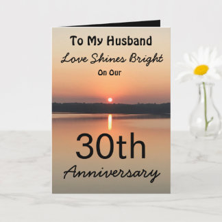 30th Love Shines Bright Husband Jubileum Kaart