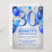30th Mens Blue Anniversaire Invitation (Devant)
