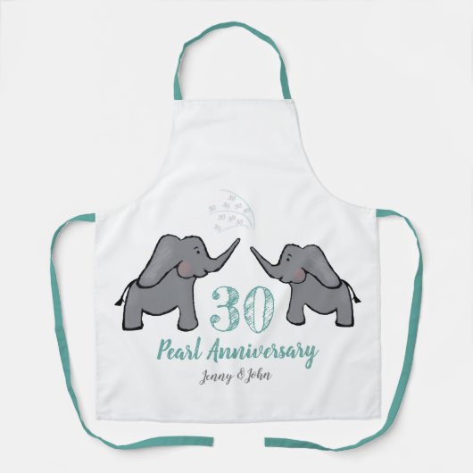 30th parel bruiloft jubileum schattig olifant scho schort (Voorkant)