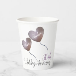 30th Pearl Wedding Jubileum roze hartballon Papieren Bekers