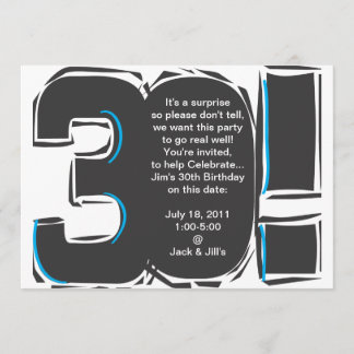 30th SImple Birthday Invite Kaart