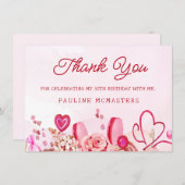 30th Verjaardag Roze Rose Swirly Heart Dank u (Voorkant / Achterkant)