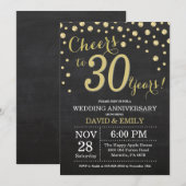 30th Wedding Jubileum Chalkboard Black en Gold Kaart (Voorkant / Achterkant)