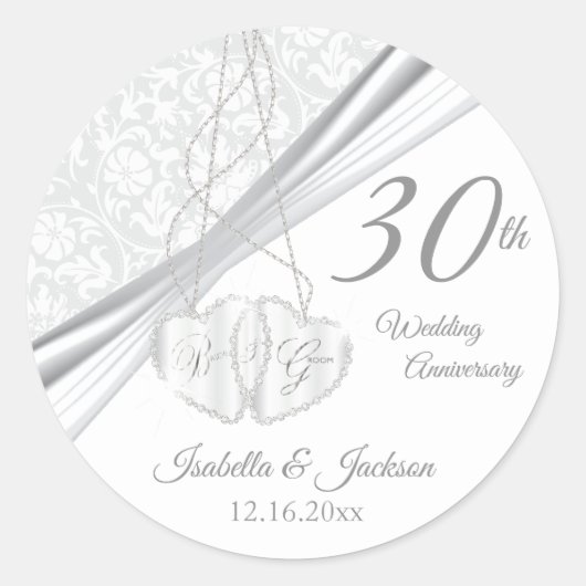 30th Wedding Jubileum Design Ronde Sticker (Voorkant)