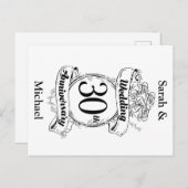 30th Wedding Jubileum Flowers Roos Romantic Briefkaart (Voorkant / Achterkant)