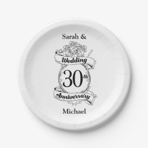 30th Wedding Jubileum Flowers Roos Romantic Papieren Bordje