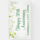 30th Wedding Jubileum Green Stars Script Name Spandoek (Verticaal)
