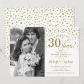 30th Wedding Jubileum met foto - Gold White Kaart (Voorkant / Achterkant)
