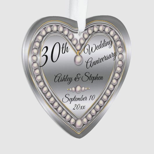 30th Wedding Jubileum Pearl Jubliee Keepomwille Ornament (voorkant)