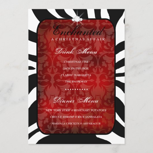 311 a enchanté le menu rouge de dîner/boissons (Devant)