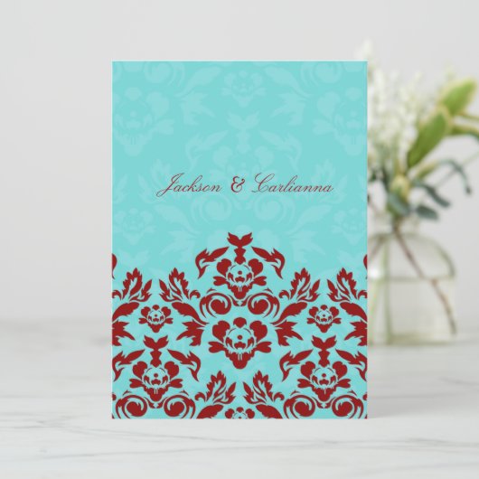 311 Aqua Blue Flame 5 x 7 Invitations (Debout devant)