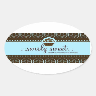 311 Baby Blauw Swirly Sweet Ovale Sticker