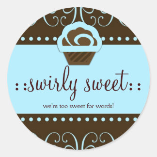 311 Baby Blauw Swirly Sweet Ronde Sticker