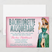311 Bachelorette Masquerade Pin Girl Sparkle Kaart (Voorkant / Achterkant)