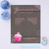 311 Bakkerij Flyer Cupcake Roze Floral Heart Brown (Enkel)