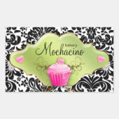 311 Bakkerij Zakelijke Kaart Cupcake Krullen Lime Rechthoekige Sticker (Voorkant)