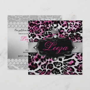 311-Barokesprinses Black Pink Leopard Metallic Kaart