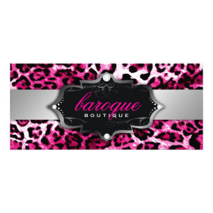 311 Barokke Boutique Hot-roze leopard-rackkaart Reclamekaart