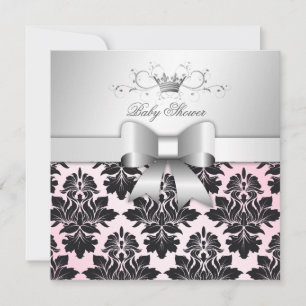 311-Blackberry Precious Pink Damask   Baby shower Kaart