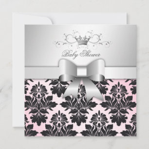 311-Blackberry Precious Pink Damask   BABY SHOWER Kaart