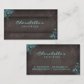 311 Blue Taupe Salon Spa Floral carte de visite (Devant / Derrière)