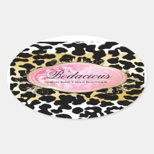 311 Bodacious Boutique Golden Leopard Spots Ovale Sticker