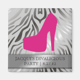 311-Bombshell Silhouet Zebra Hot Pink Heel Magneet