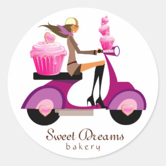 311 Boulangerie Stickers Pink Cupcake Scooter Girl