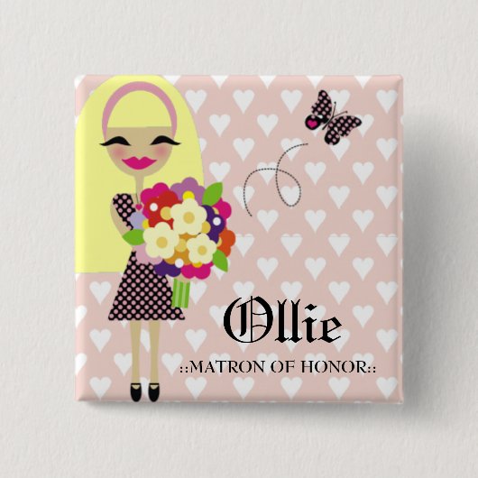 311-BRIDAL PARTIJSPELD INTERCHANGEABLE HAAR VIERKANTE BUTTON 5,1 CM (Voorkant)