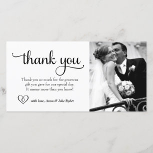 311 Carte photo de Merci orné avec coeur