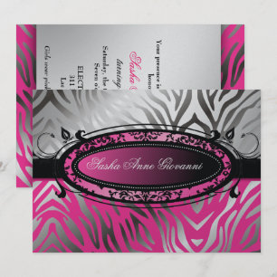 311-C'est Luxueux Hot-roze Zebra Zoet 16 Kaart