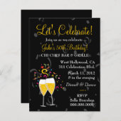 311-CHAMPAGNE FEESTViering Uitnodiging Briefkaart (Voorkant / Achterkant)