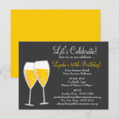 311-CHAMPAGNEVIERING GRIJS UITNODIGING BRIEFKAART (Voorkant / Achterkant)