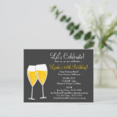 311-CHAMPAGNEVIERING GRIJS UITNODIGING BRIEFKAART (Staand voorkant)