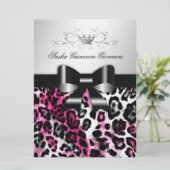 311 Chic Hot Pink Leopard Bow Metallic Kaart (Staand voorkant)