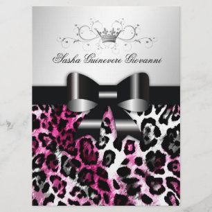 311 Chic Hot Pink Leopard Bow Metallic Kaart