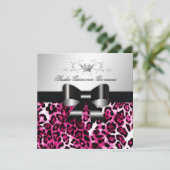 311- Chic Hot Pink Leopard Bow | Zoet 16 Kaart (Staand voorkant)