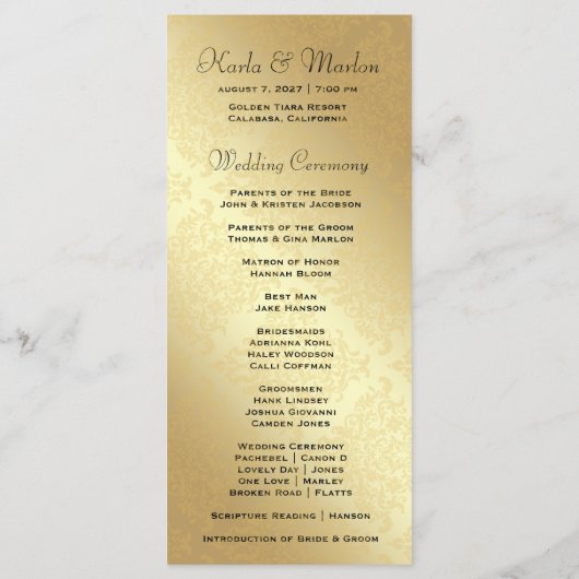 311 Ciao Bella Lovey Dovey Damask Wedding Program Programma (Achterkant)