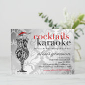 311 Cocktails & Karaoke Red Damask Kaart (Staand voorkant)