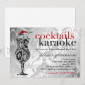 311 Cocktails & Karaoke Red Damask Kaart (Voorkant / Achterkant)