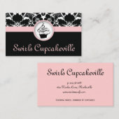 311 Cupcake Carte de visite Floral Damask Baby Pin (Devant / Derrière)
