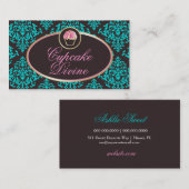 311 Cupcake Divine Solid Aqua Damask Visitekaartje (Voorkant / Achterkant)