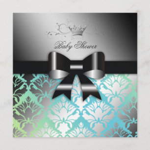 311-Damask Shimmer Black Bow Turq Limoen Baby show Kaart