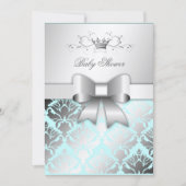 311 Damask Shimmer Bow Boy Blue Baby shower Kaart (Voorkant)