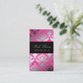311 Damask Shimmer Pink Flame Visitekaartje (Staand voorkant)