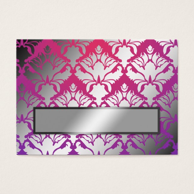 311-Damask Shimmer Purple Name Card Paramètre (Devant)